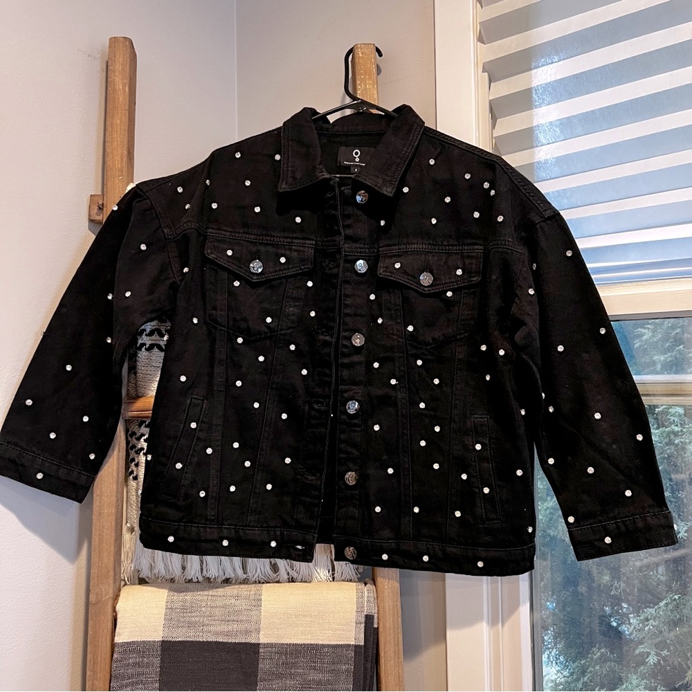 Crystal Studded Black Denim Jacket